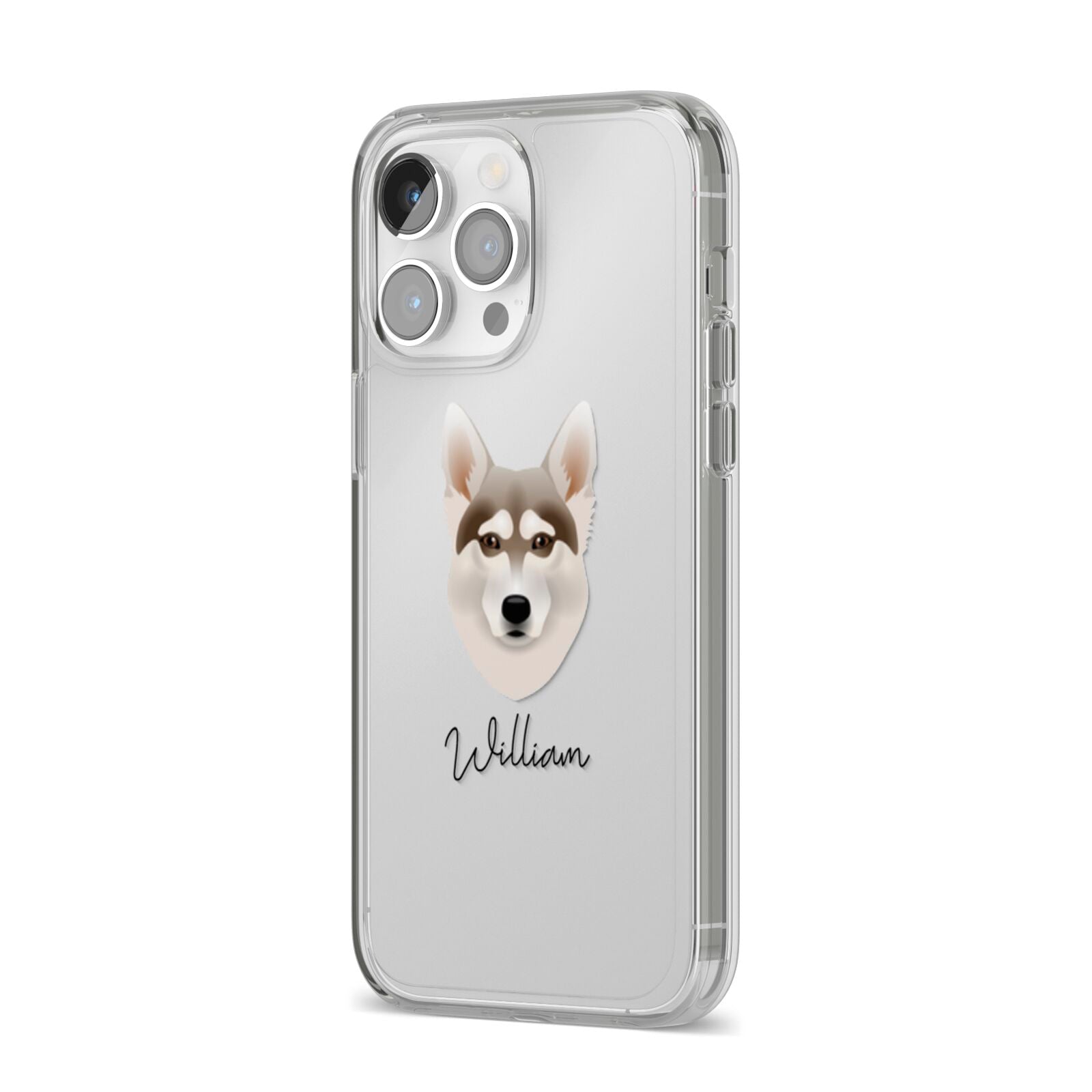 Northern Inuit Personalised iPhone 14 Pro Max Clear Tough Case Silver Angled Image
