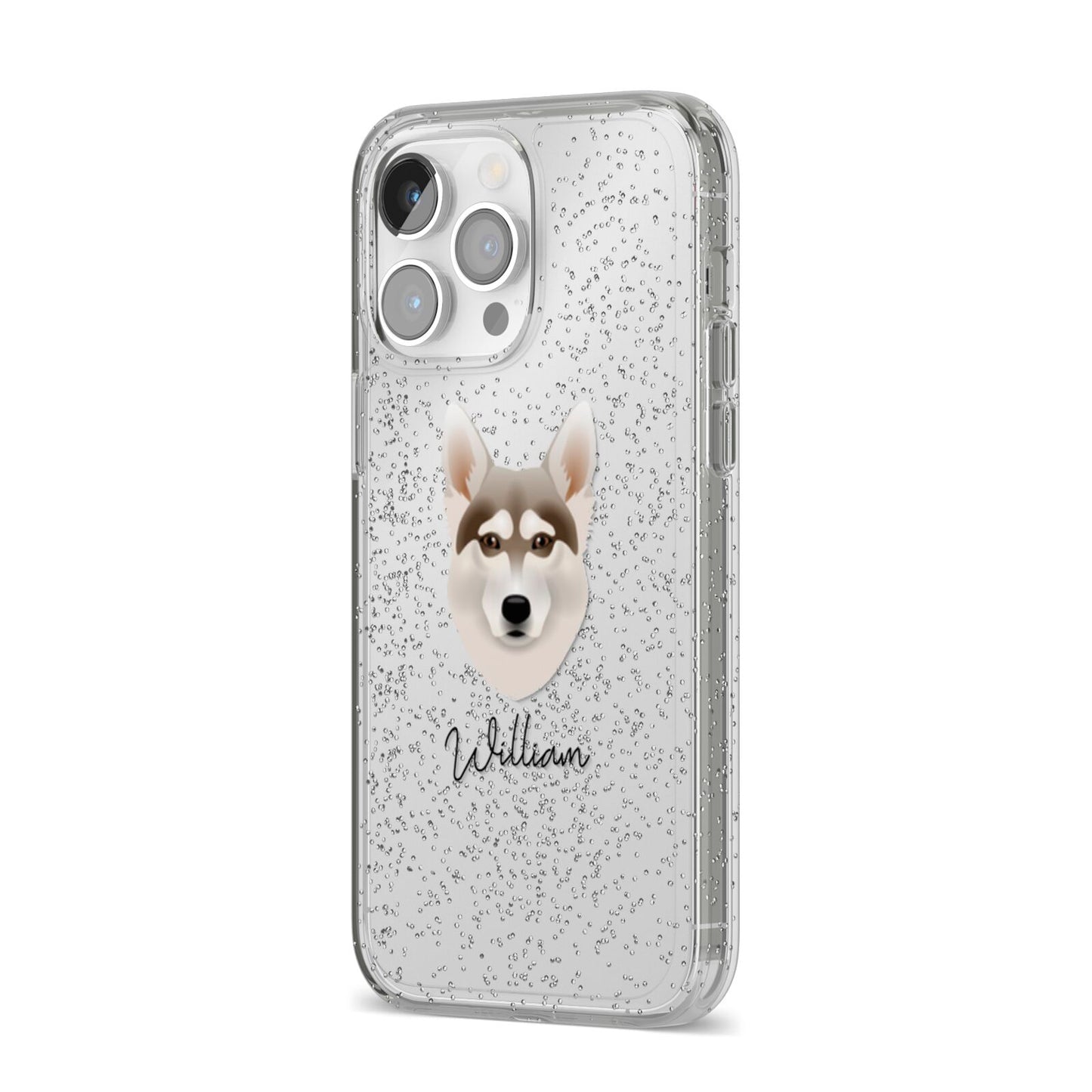 Northern Inuit Personalised iPhone 14 Pro Max Glitter Tough Case Silver Angled Image