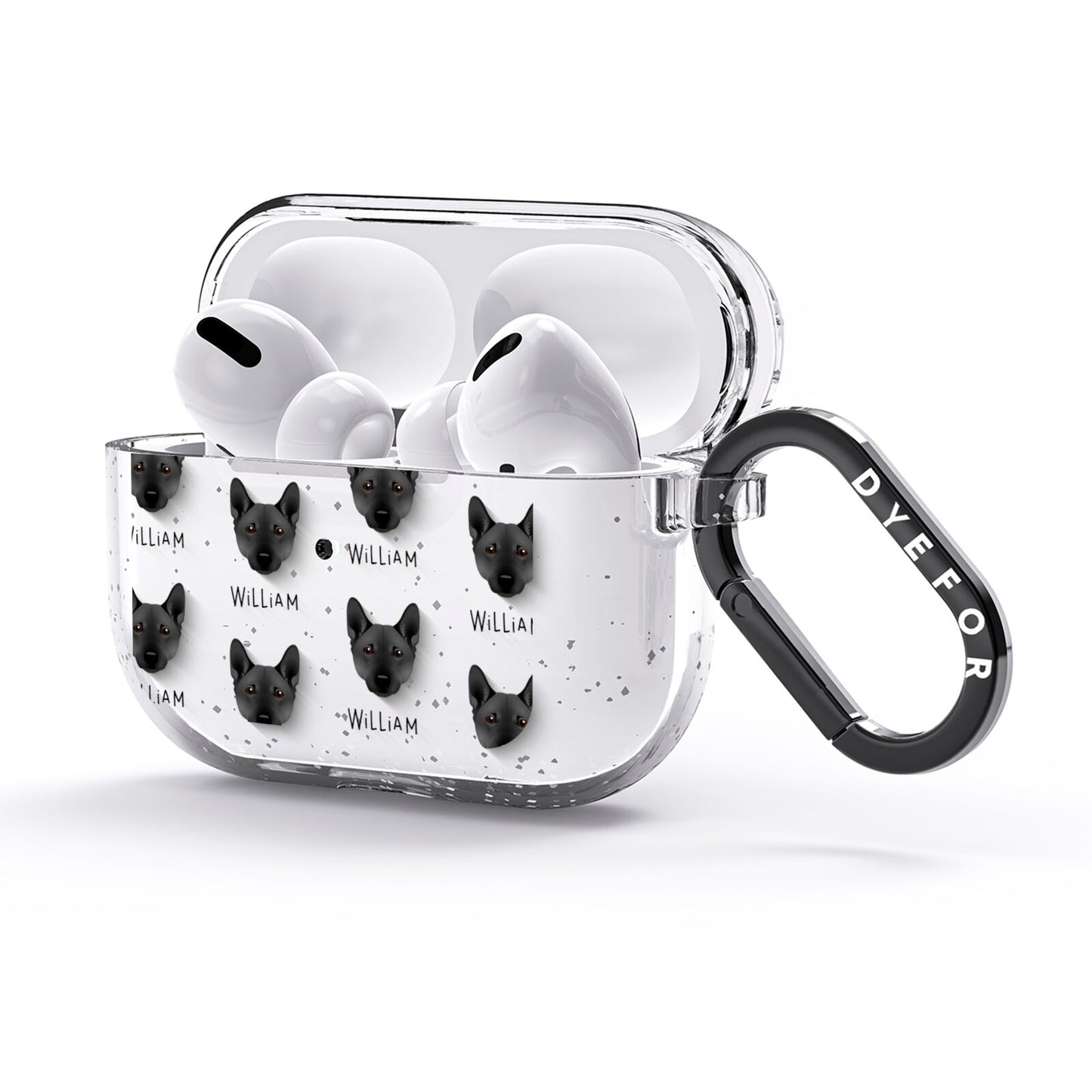 Norwegian Buhund Icon with Name AirPods Glitter Case 3rd Gen Side Image