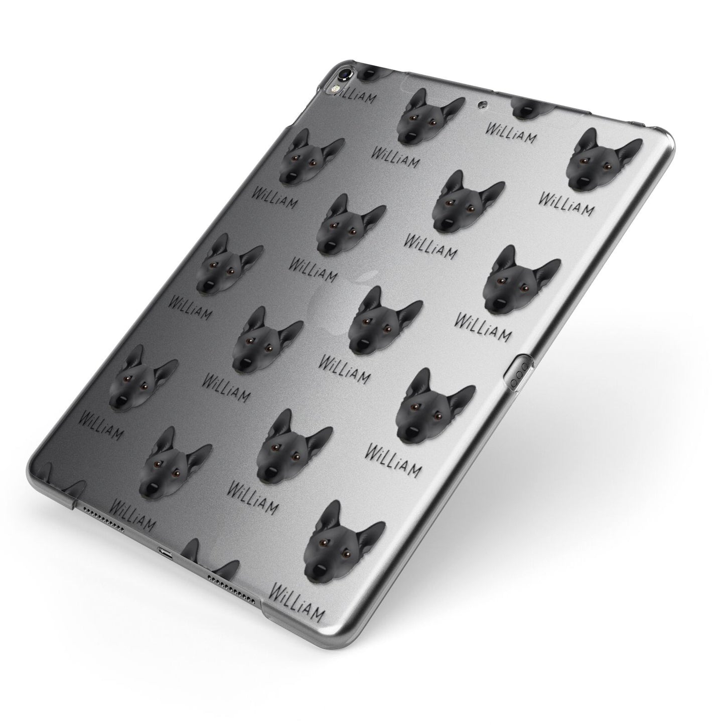 Norwegian Buhund Icon with Name Apple iPad Case on Grey iPad Side View