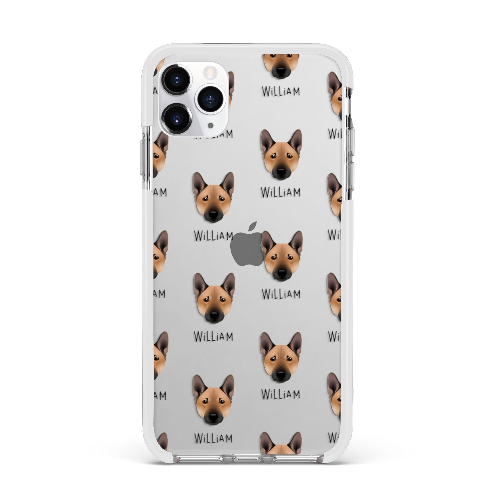 Norwegian Buhund Icon with Name Apple iPhone 11 Pro Max in Silver with White Impact Case