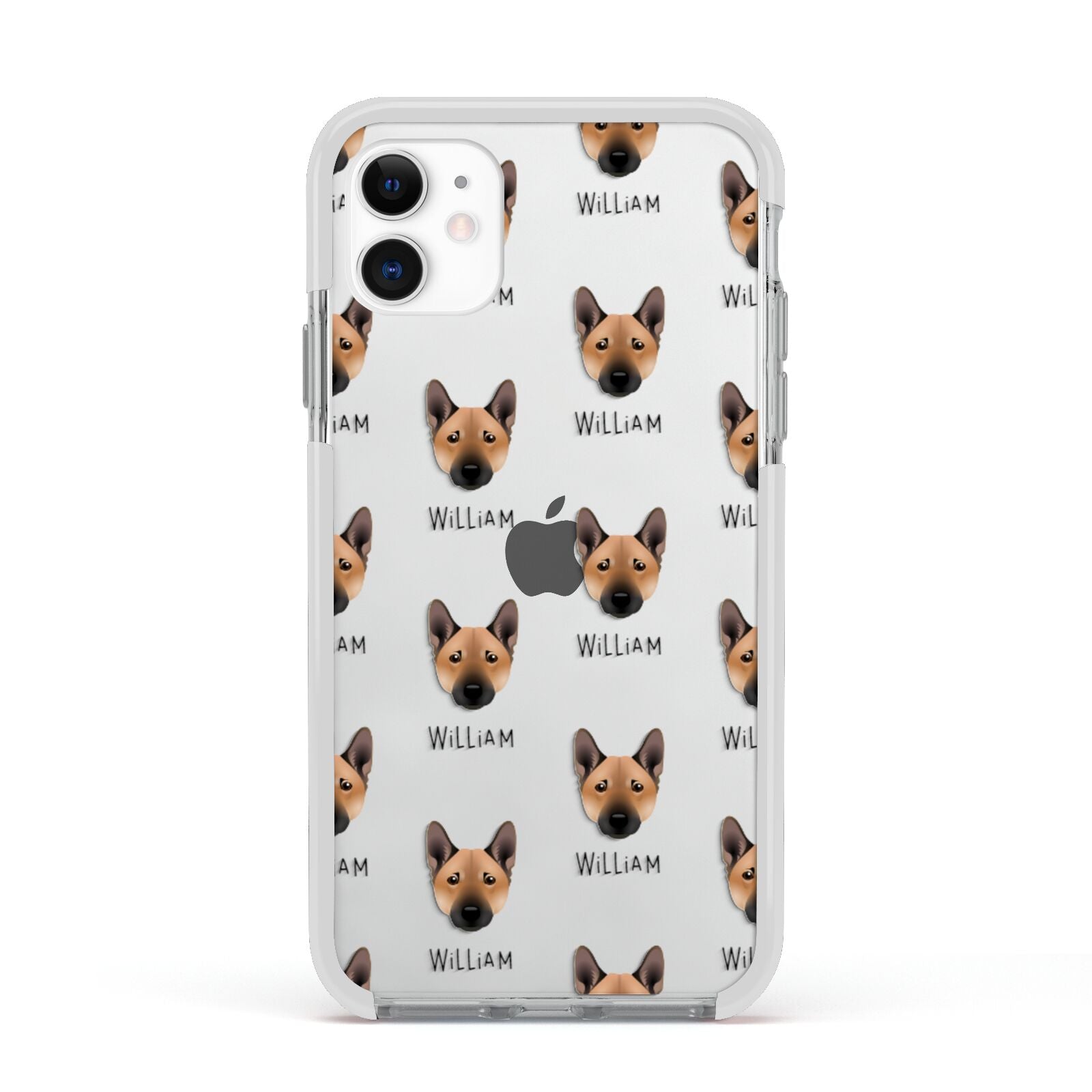 Norwegian Buhund Icon with Name Apple iPhone 11 in White with White Impact Case