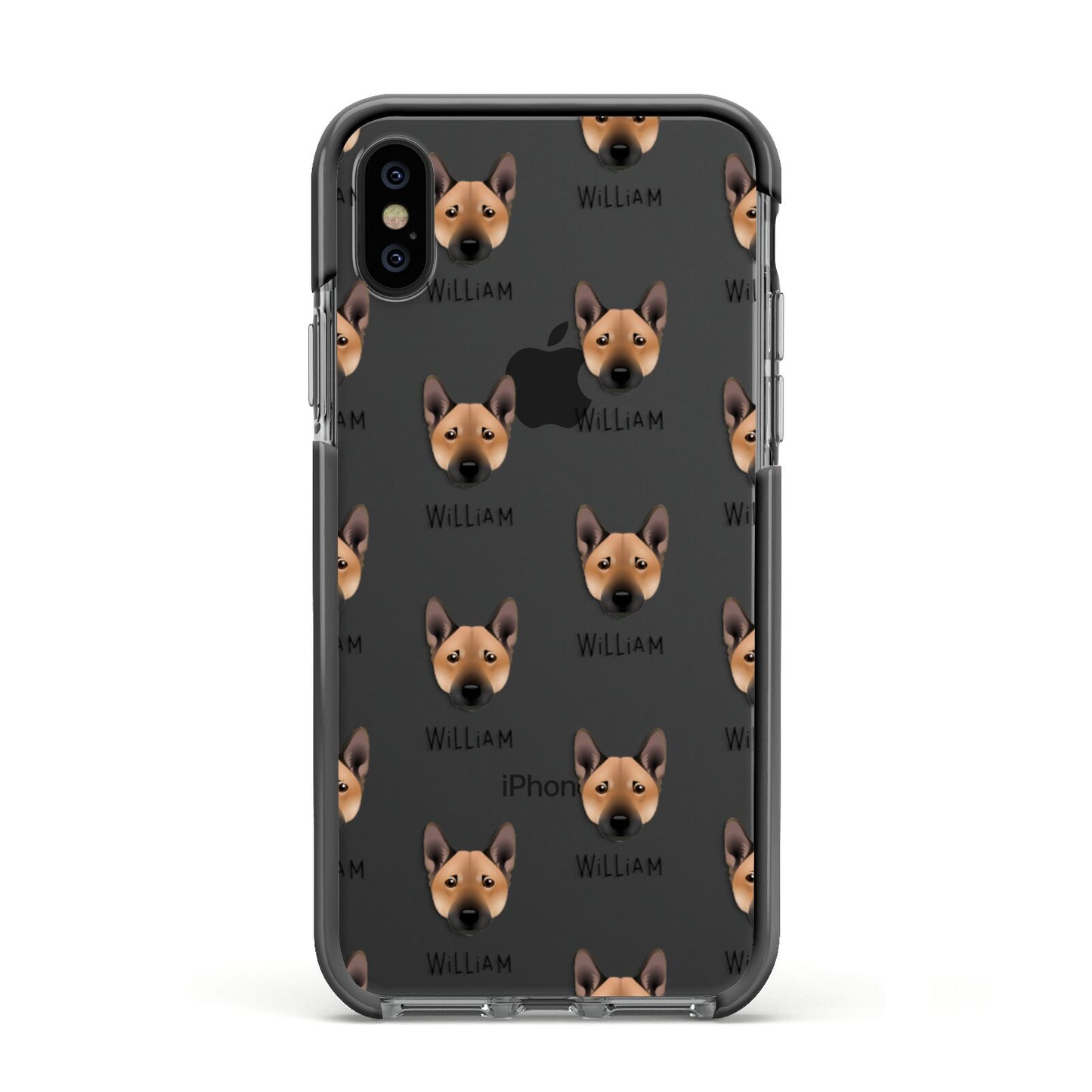 Norwegian Buhund Icon with Name Apple iPhone Xs Impact Case Black Edge on Black Phone