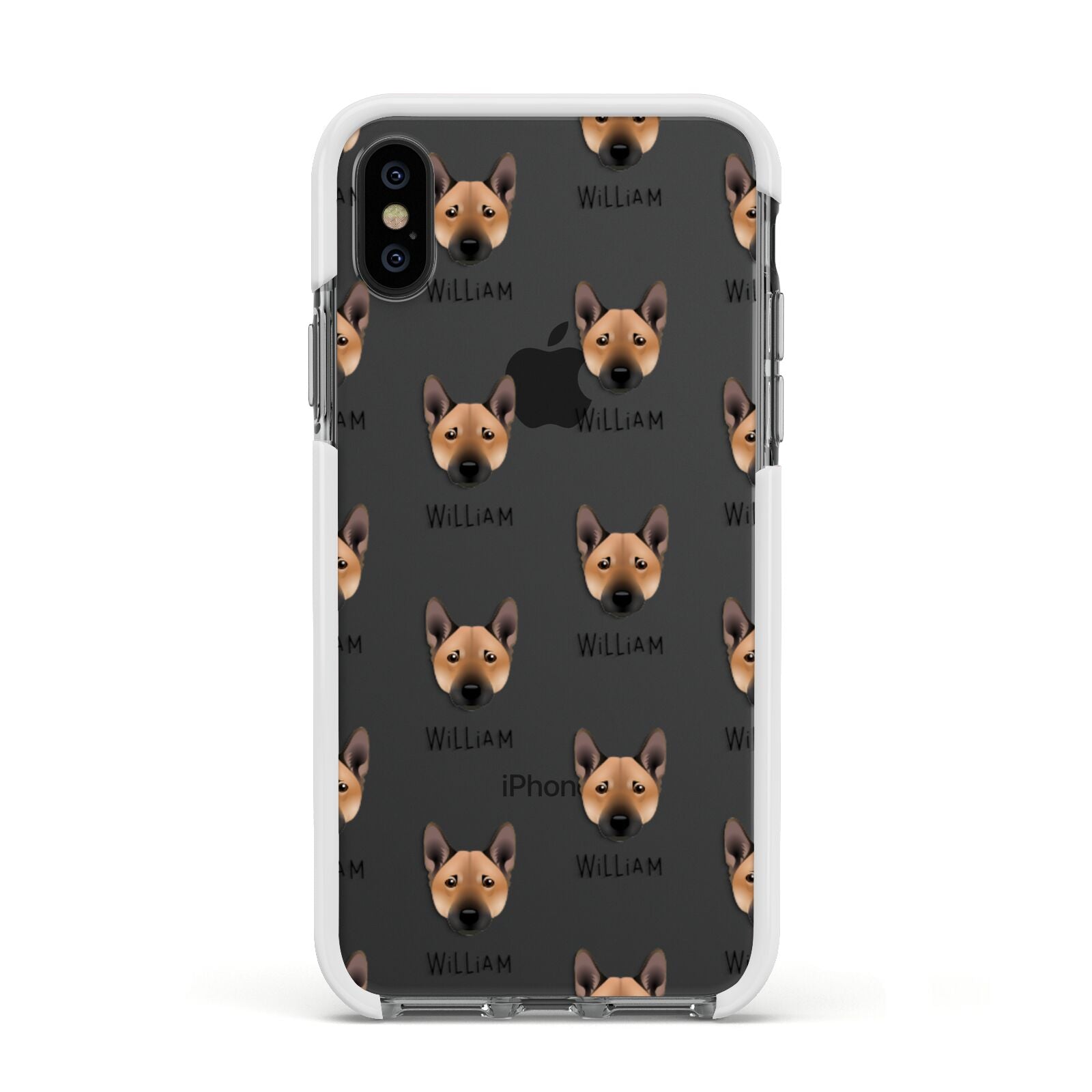 Norwegian Buhund Icon with Name Apple iPhone Xs Impact Case White Edge on Black Phone