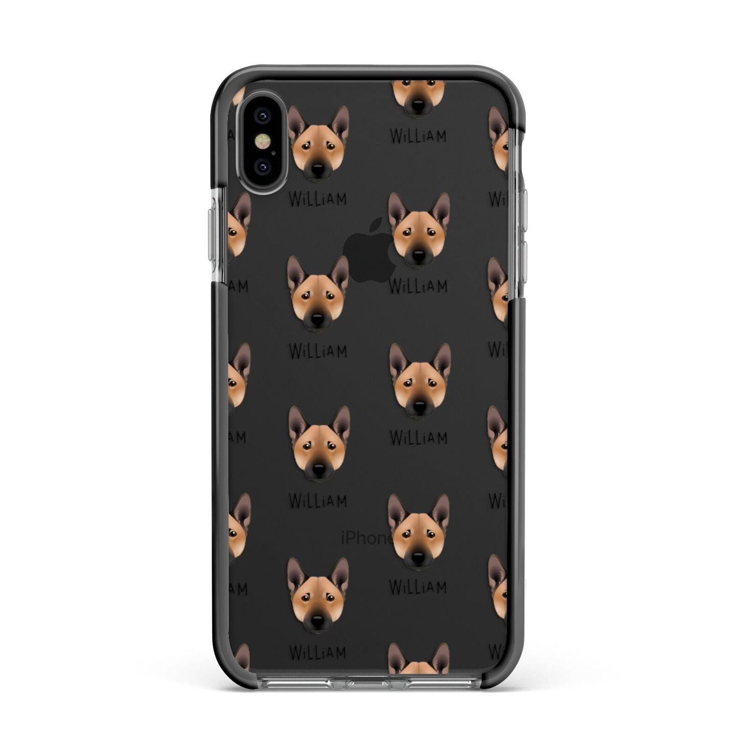 Norwegian Buhund Icon with Name Apple iPhone Xs Max Impact Case Black Edge on Black Phone