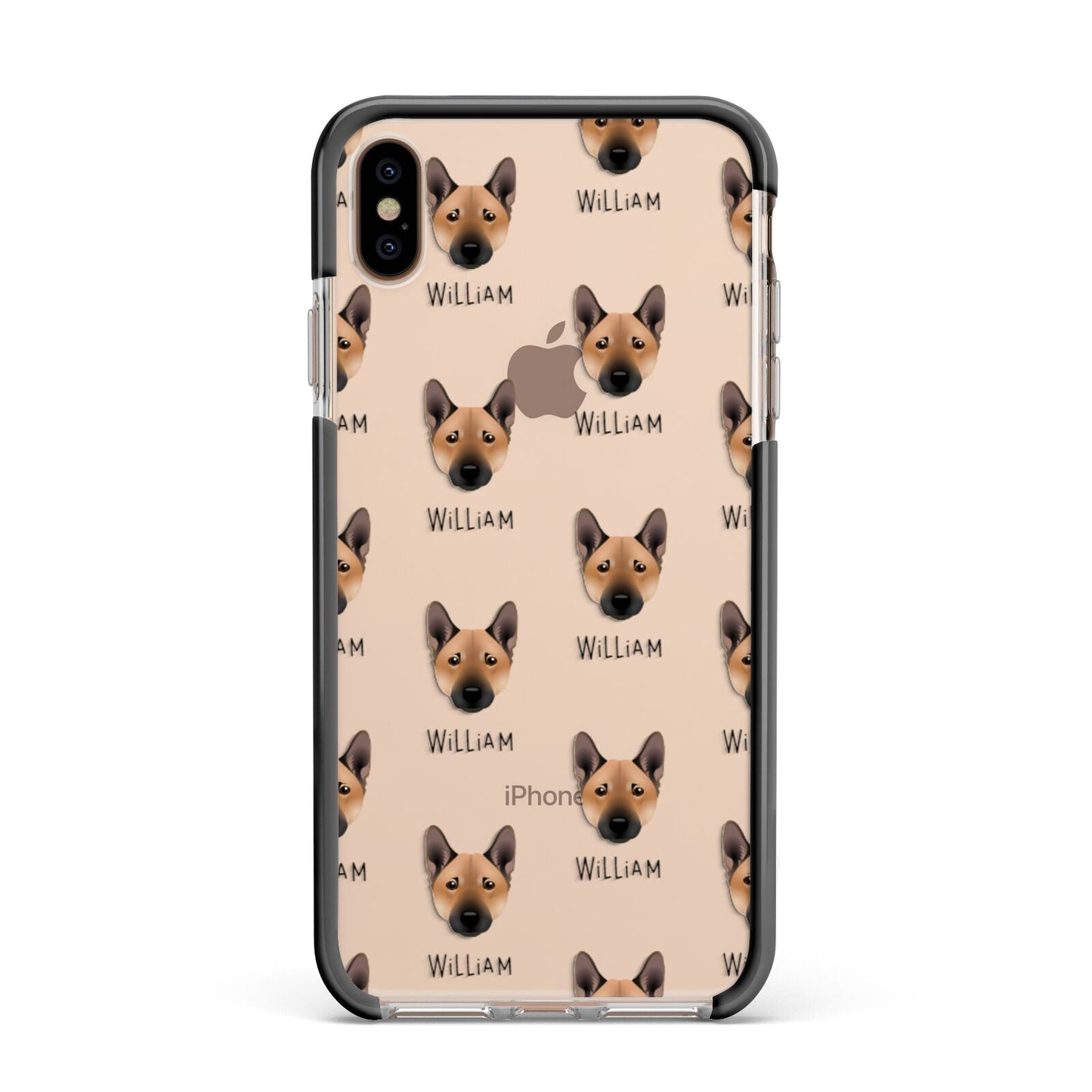 Norwegian Buhund Icon with Name Apple iPhone Xs Max Impact Case Black Edge on Gold Phone