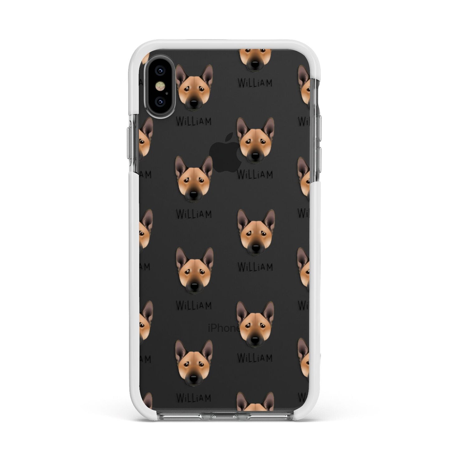 Norwegian Buhund Icon with Name Apple iPhone Xs Max Impact Case White Edge on Black Phone