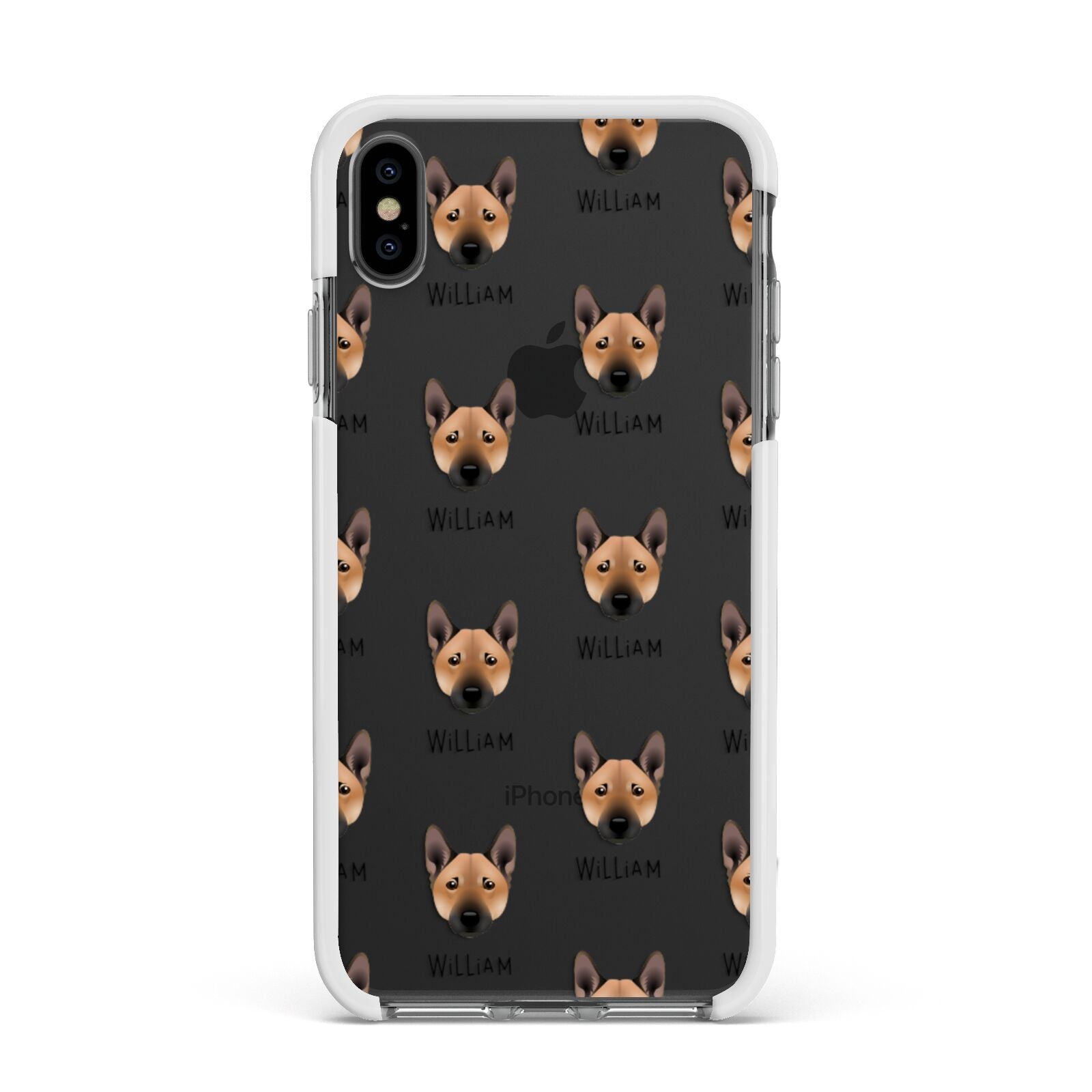 Norwegian Buhund Icon with Name Apple iPhone Xs Max Impact Case White Edge on Black Phone