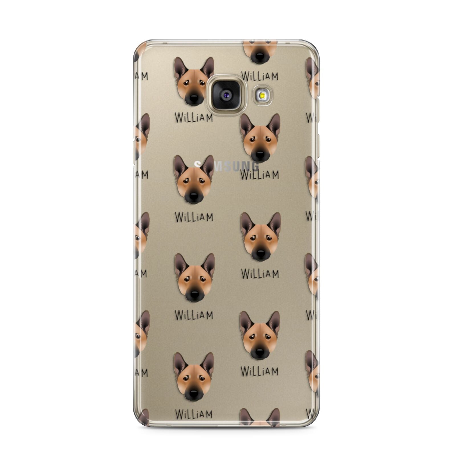 Norwegian Buhund Icon with Name Samsung Galaxy A3 2016 Case on gold phone