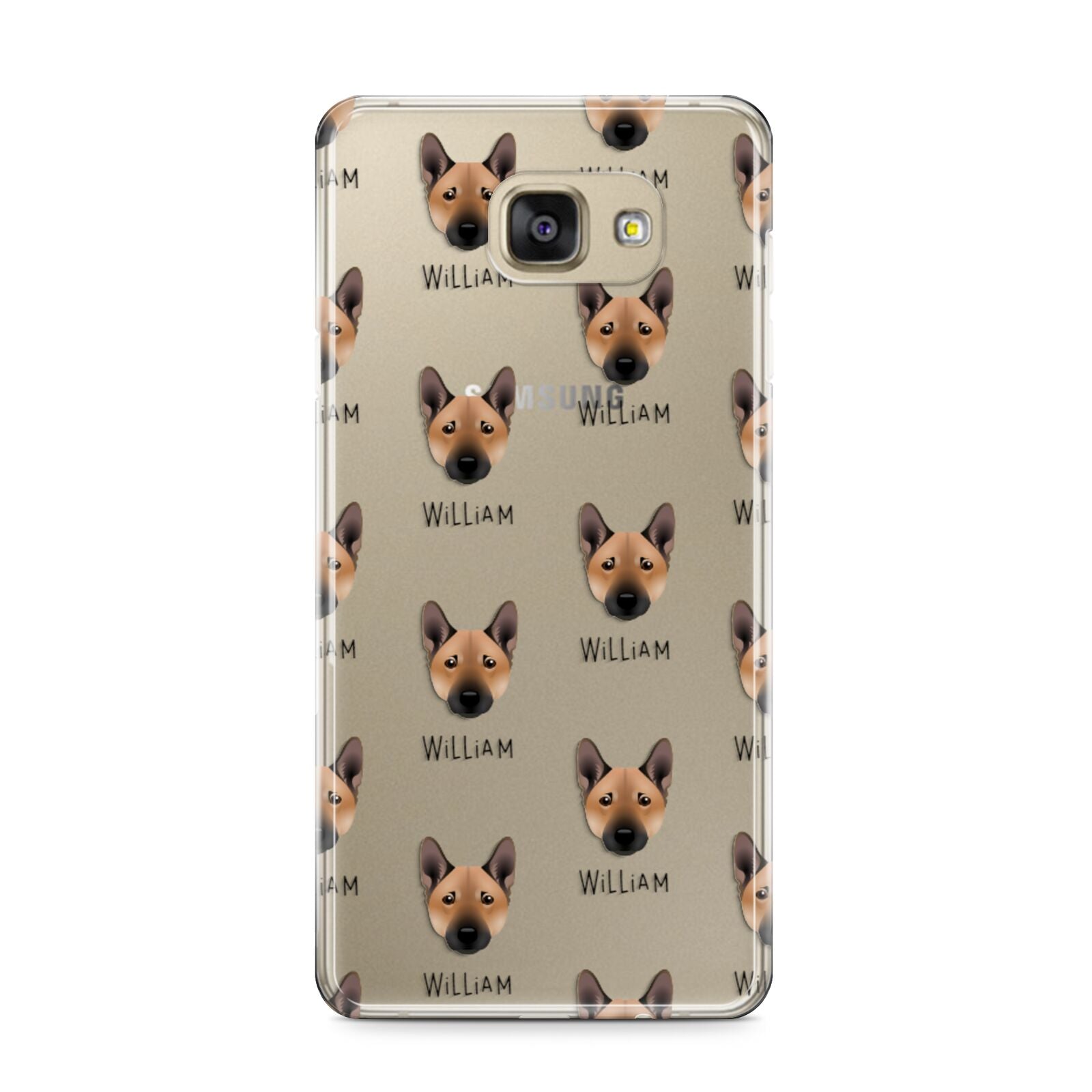 Norwegian Buhund Icon with Name Samsung Galaxy A9 2016 Case on gold phone