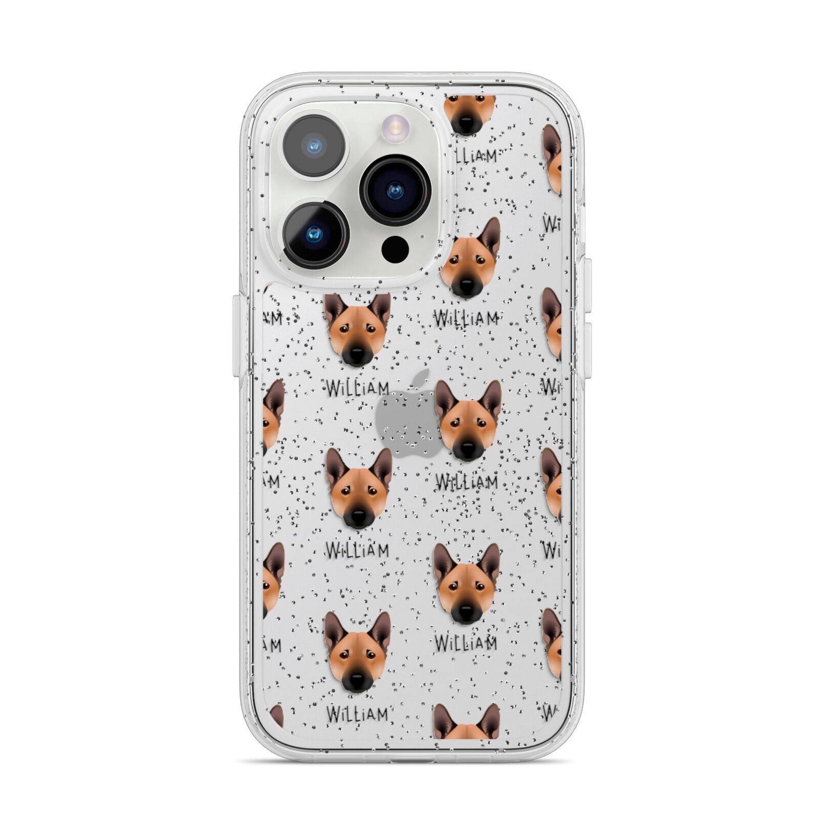 Norwegian Buhund Icon with Name iPhone 14 Pro Glitter Tough Case Silver