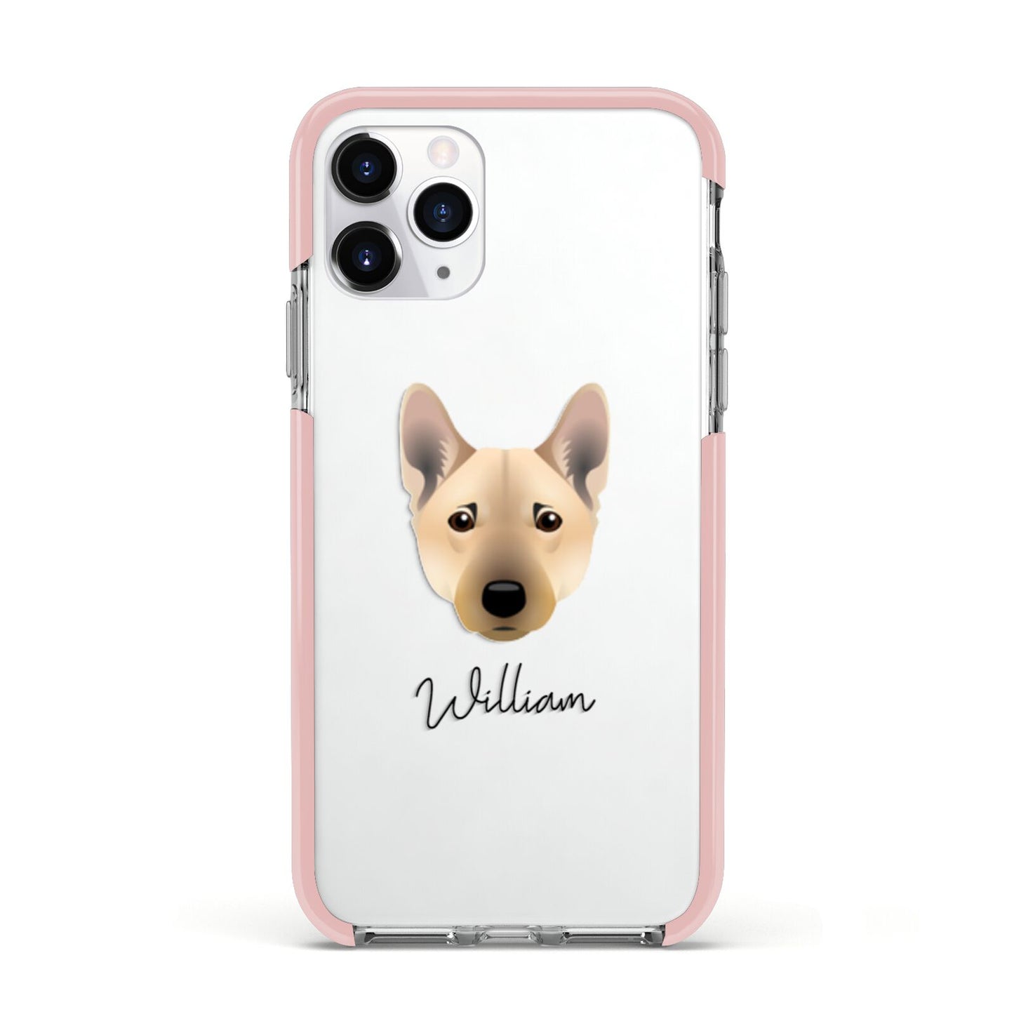 Norwegian Buhund Personalised Apple iPhone 11 Pro in Silver with Pink Impact Case