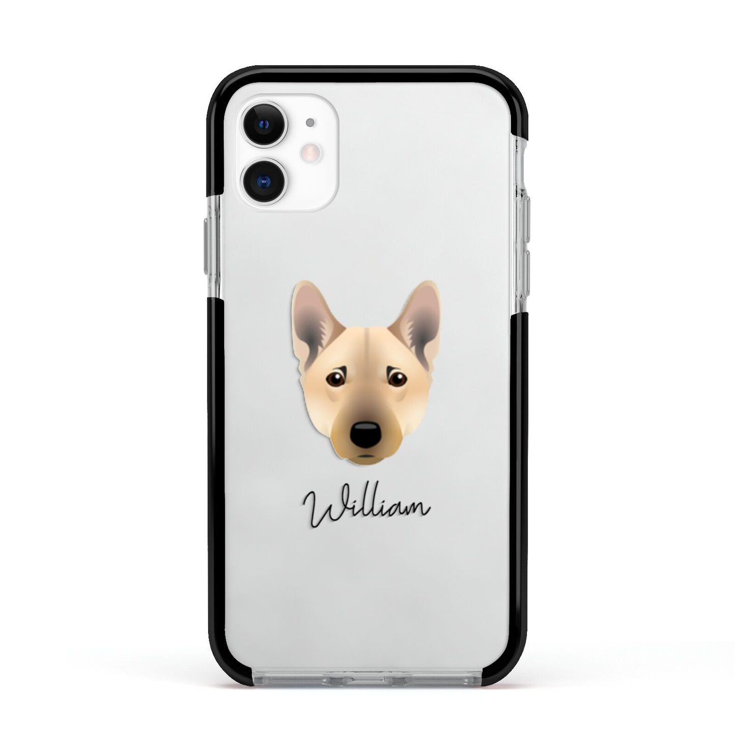 Norwegian Buhund Personalised Apple iPhone 11 in White with Black Impact Case