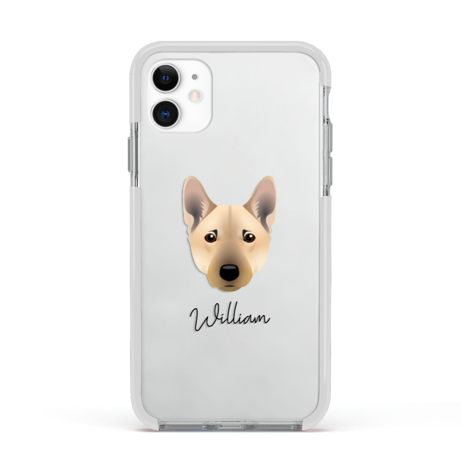 Norwegian Buhund Personalised Apple iPhone 11 in White with White Impact Case