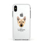 Norwegian Buhund Personalised Apple iPhone Xs Impact Case White Edge on Silver Phone