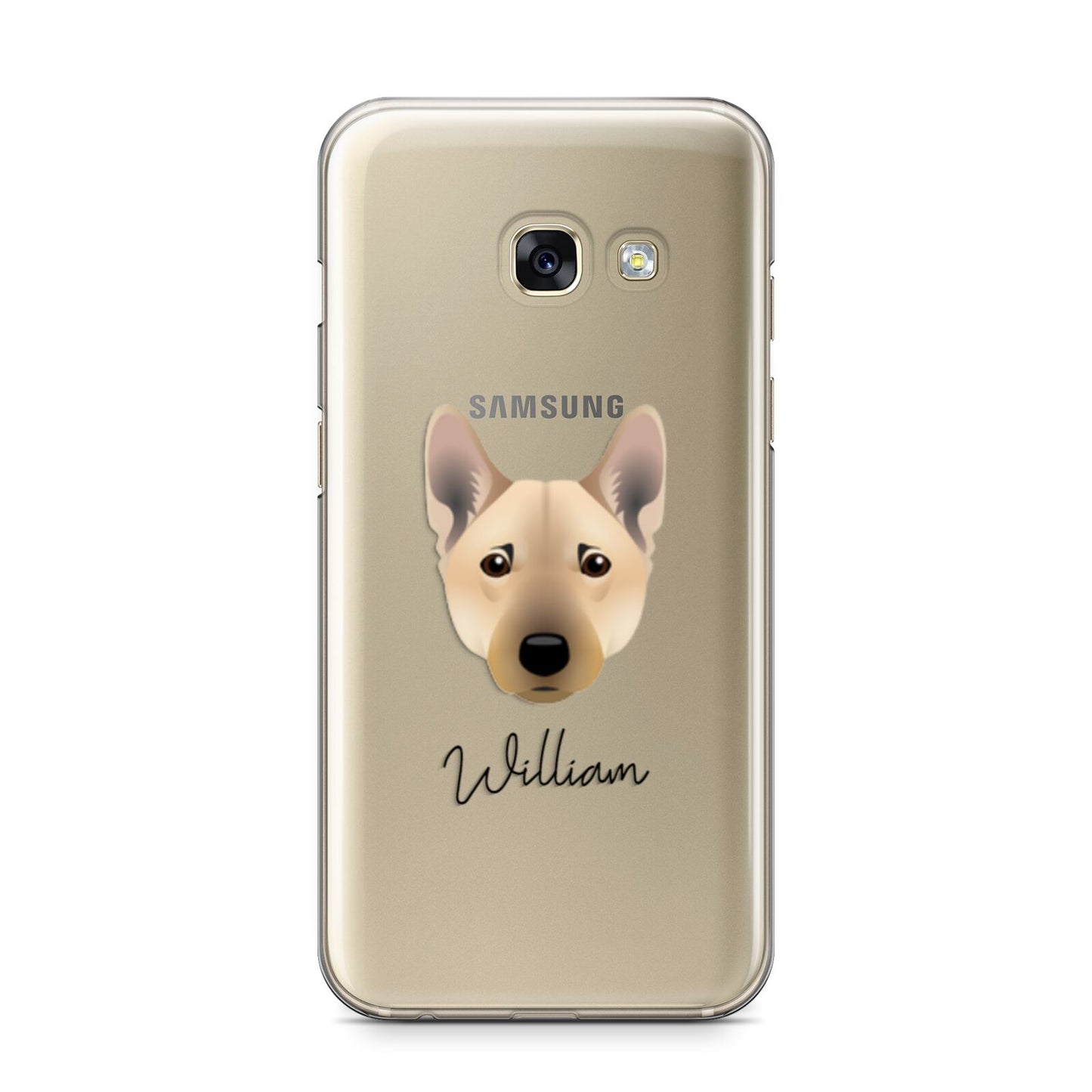 Norwegian Buhund Personalised Samsung Galaxy A3 2017 Case on gold phone