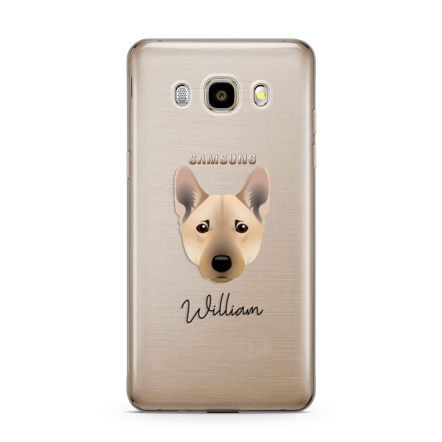 Norwegian Buhund Personalised Samsung Galaxy J7 2016 Case on gold phone