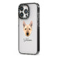 Norwegian Buhund Personalised iPhone 13 Pro Black Impact Case Side Angle on Silver phone
