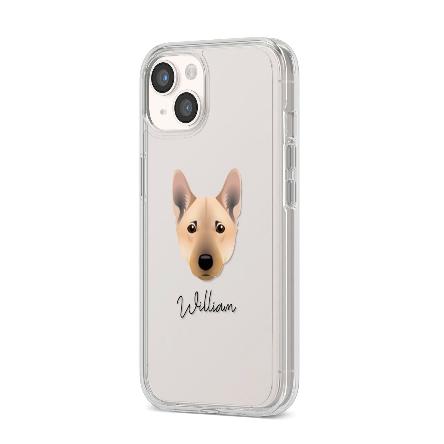 Norwegian Buhund Personalised iPhone 14 Clear Tough Case Starlight Angled Image