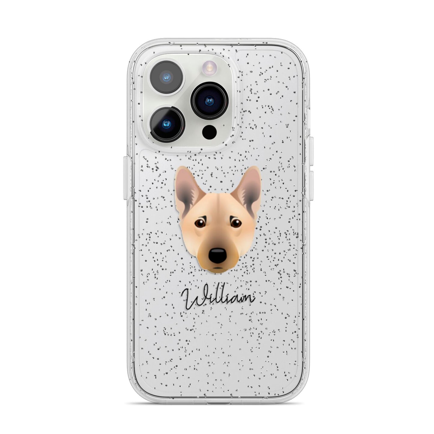 Norwegian Buhund Personalised iPhone 14 Pro Glitter Tough Case Silver