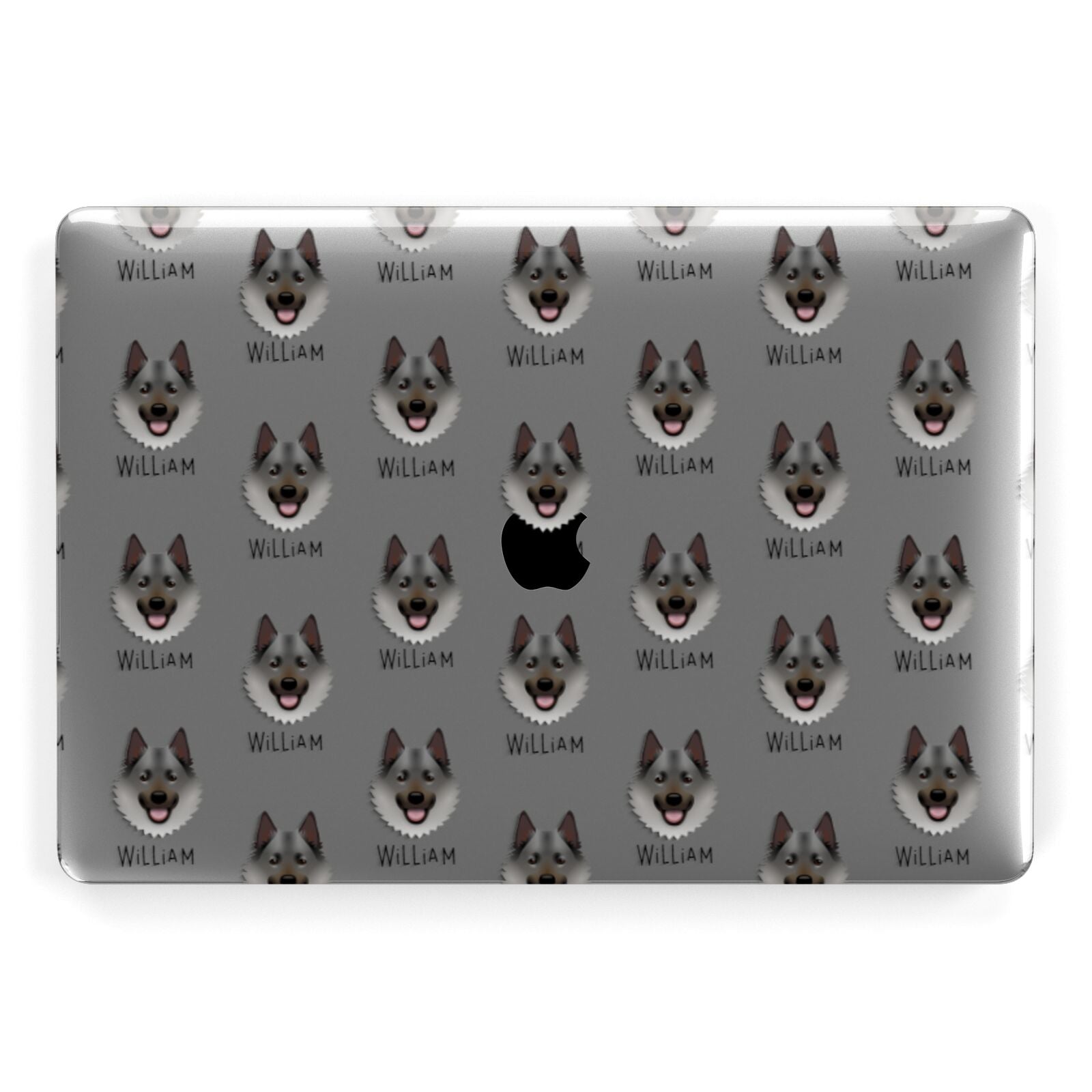 Norwegian Elkhound Icon with Name Apple MacBook Case