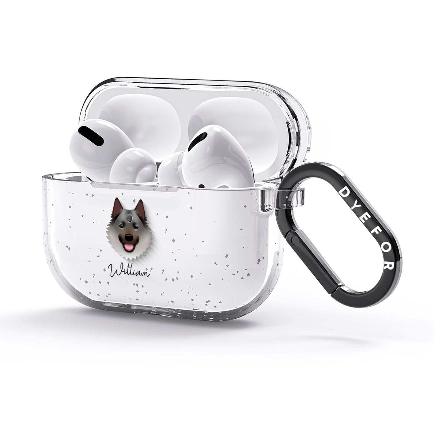 Norwegian Elkhound Personalised AirPods Glitter Case 3rd Gen Side Image