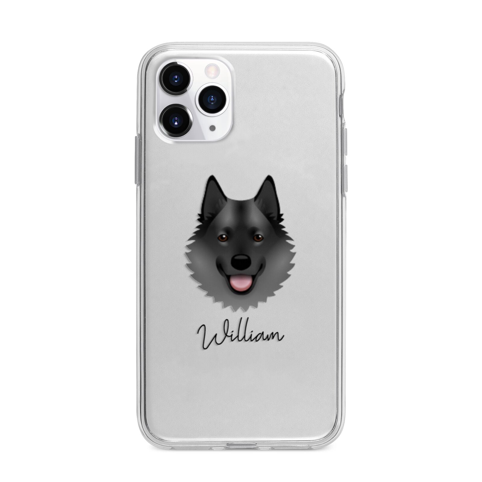 Norwegian Elkhound Personalised Apple iPhone 11 Pro Max in Silver with Bumper Case