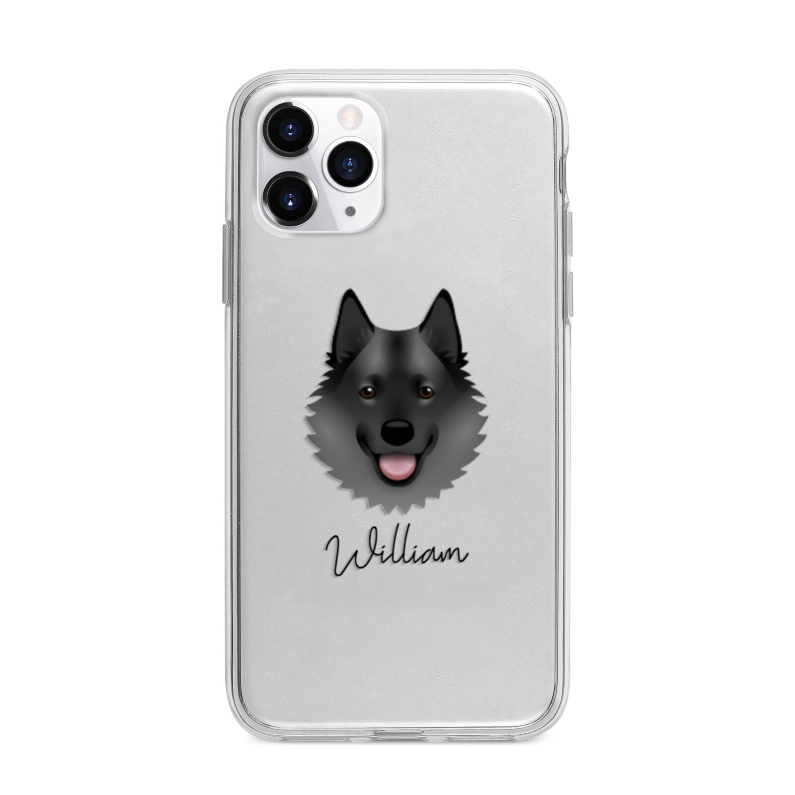 Norwegian Elkhound Personalised Apple iPhone 11 Pro in Silver with Bumper Case