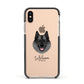 Norwegian Elkhound Personalised Apple iPhone Xs Impact Case Black Edge on Gold Phone