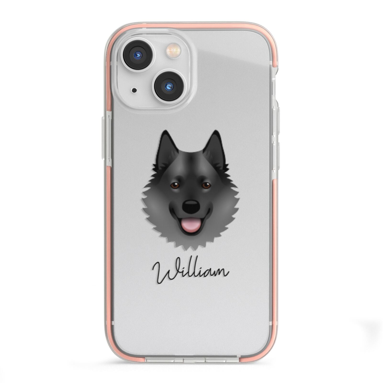 Norwegian Elkhound Personalised iPhone 13 Mini TPU Impact Case with Pink Edges