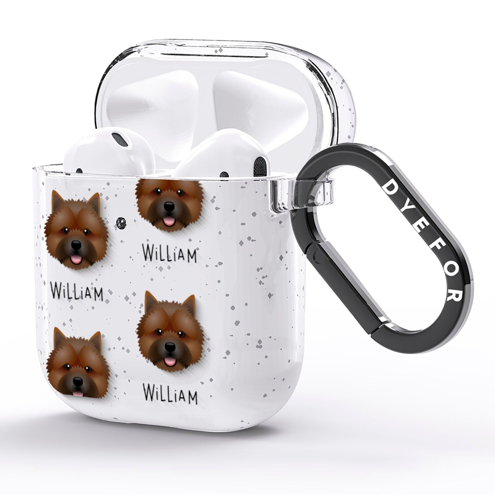 Norwich Terrier Icon with Name AirPods Glitter Case Side Image