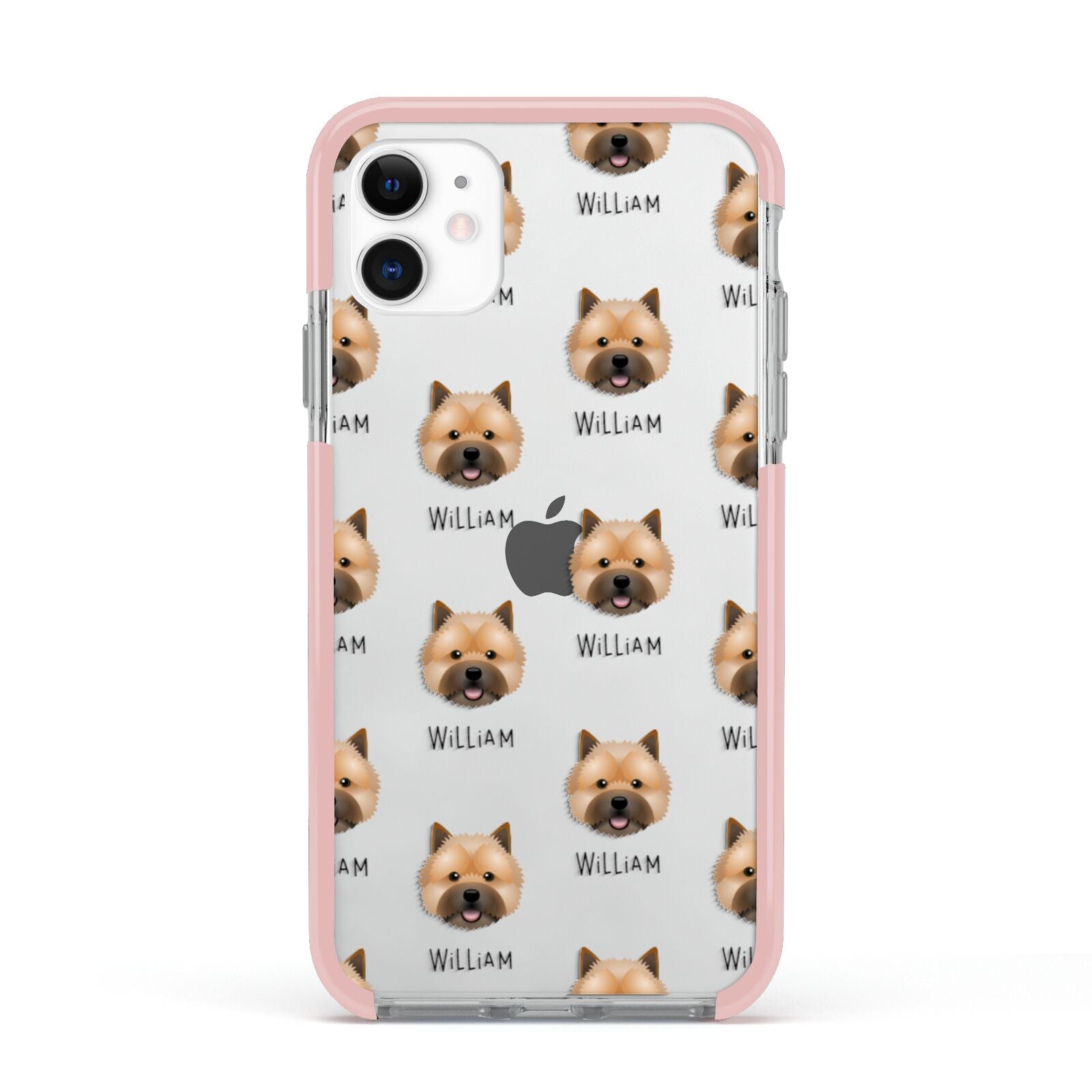 Norwich Terrier Icon with Name Apple iPhone 11 in White with Pink Impact Case