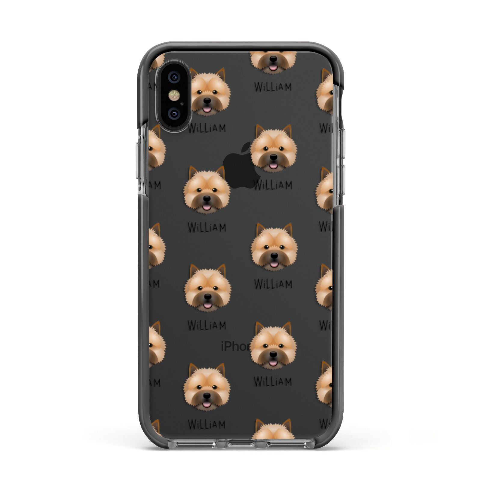 Norwich Terrier Icon with Name Apple iPhone Xs Impact Case Black Edge on Black Phone
