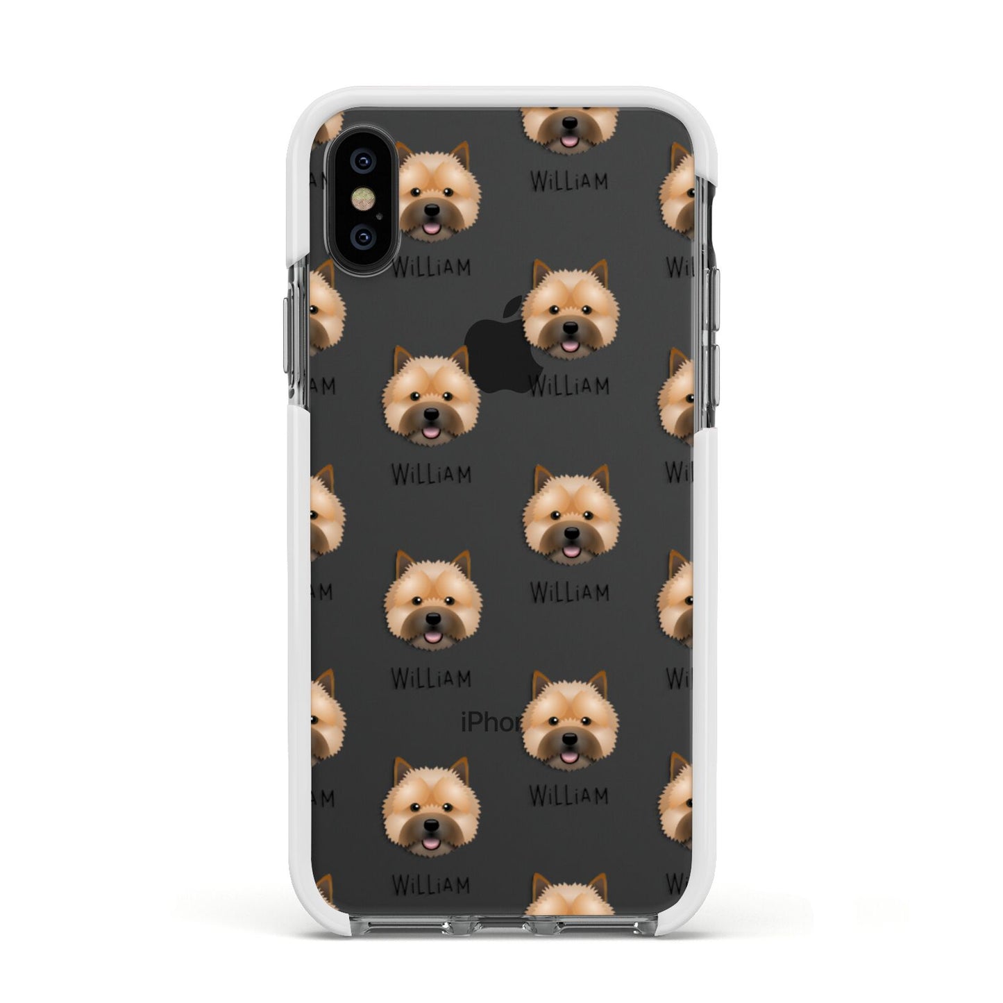 Norwich Terrier Icon with Name Apple iPhone Xs Impact Case White Edge on Black Phone