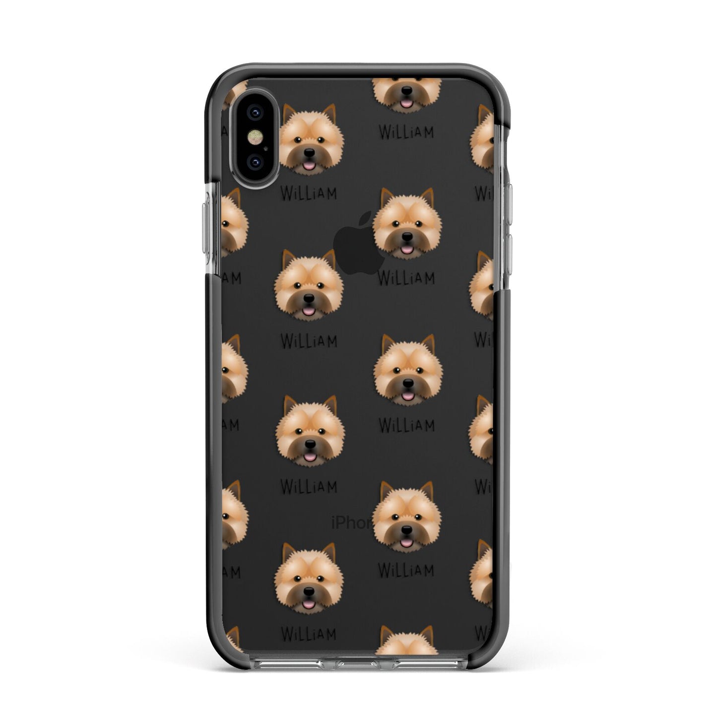 Norwich Terrier Icon with Name Apple iPhone Xs Max Impact Case Black Edge on Black Phone