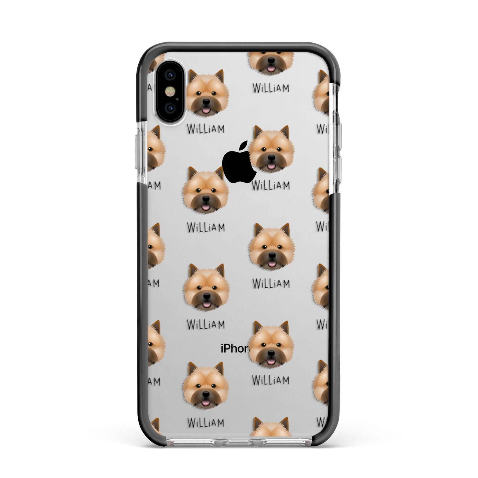 Norwich Terrier Icon with Name Apple iPhone Xs Max Impact Case Black Edge on Silver Phone