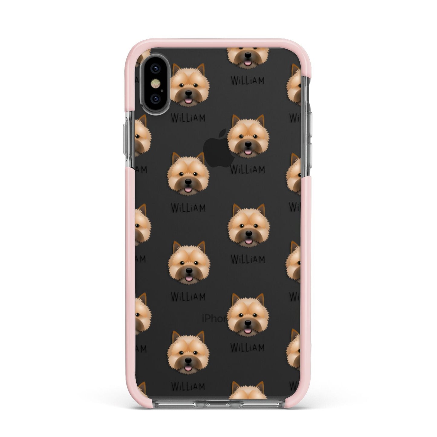 Norwich Terrier Icon with Name Apple iPhone Xs Max Impact Case Pink Edge on Black Phone