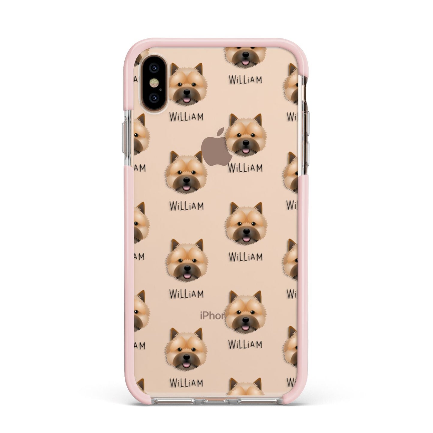 Norwich Terrier Icon with Name Apple iPhone Xs Max Impact Case Pink Edge on Gold Phone