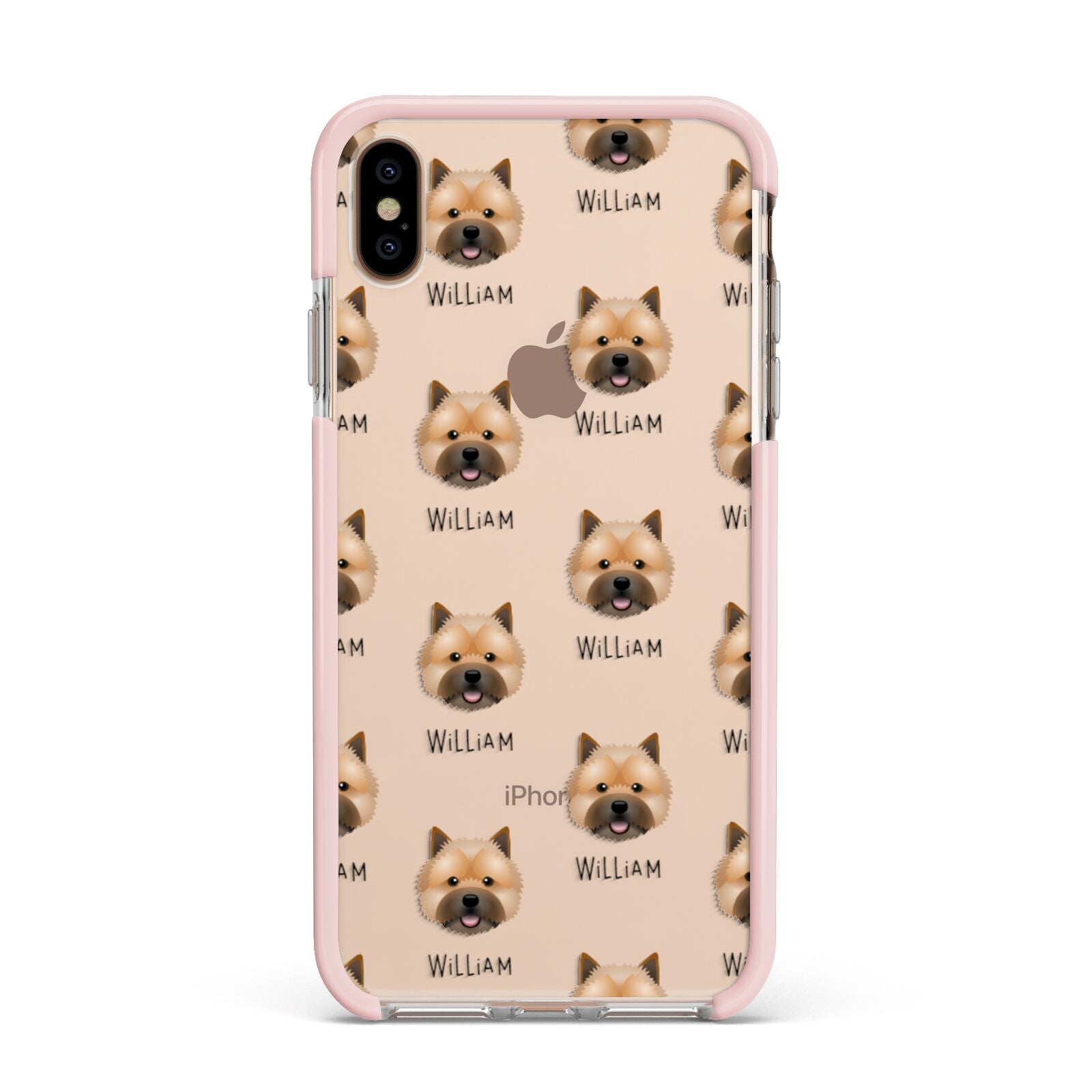 Norwich Terrier Icon with Name Apple iPhone Xs Max Impact Case Pink Edge on Gold Phone