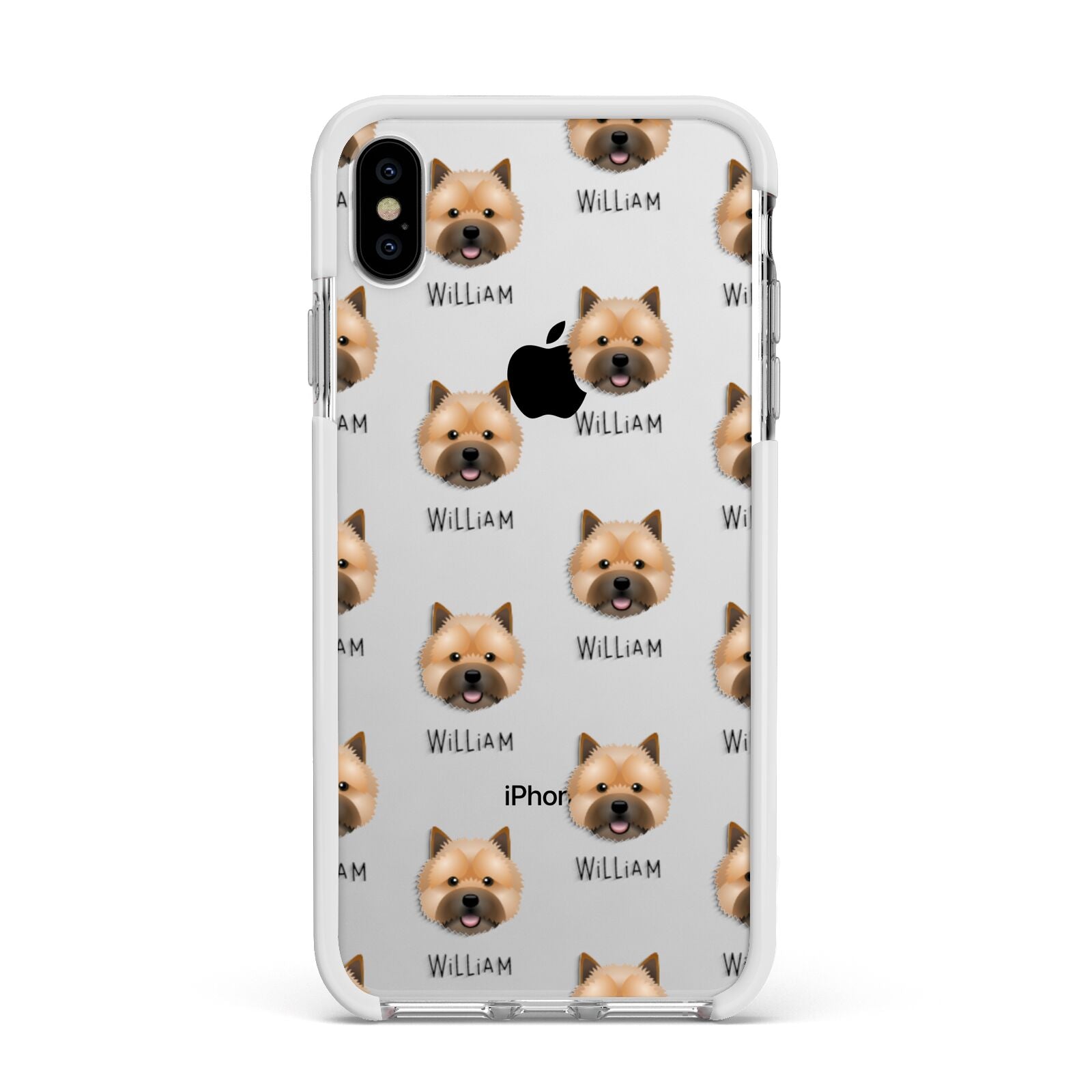 Norwich Terrier Icon with Name Apple iPhone Xs Max Impact Case White Edge on Silver Phone