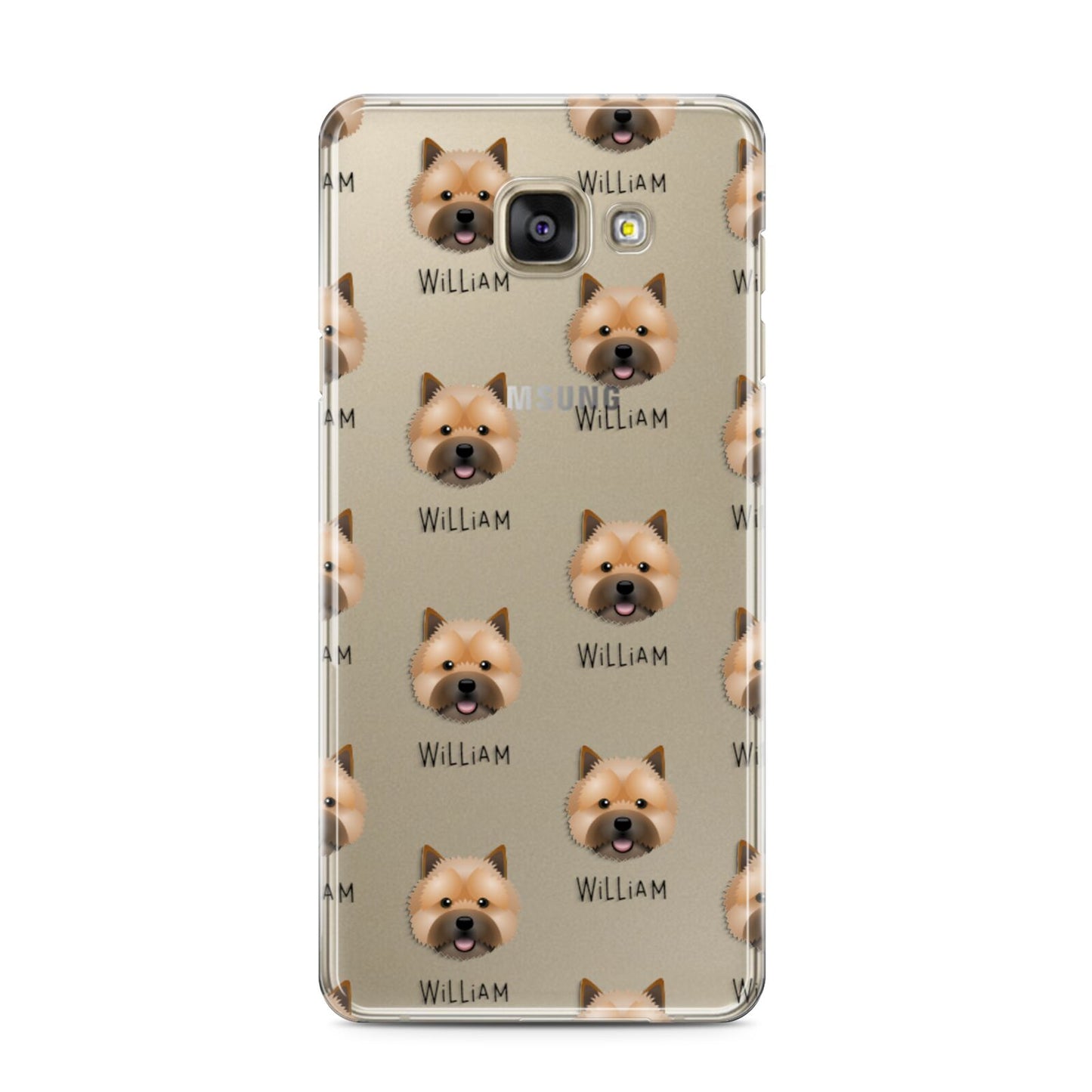 Norwich Terrier Icon with Name Samsung Galaxy A3 2016 Case on gold phone