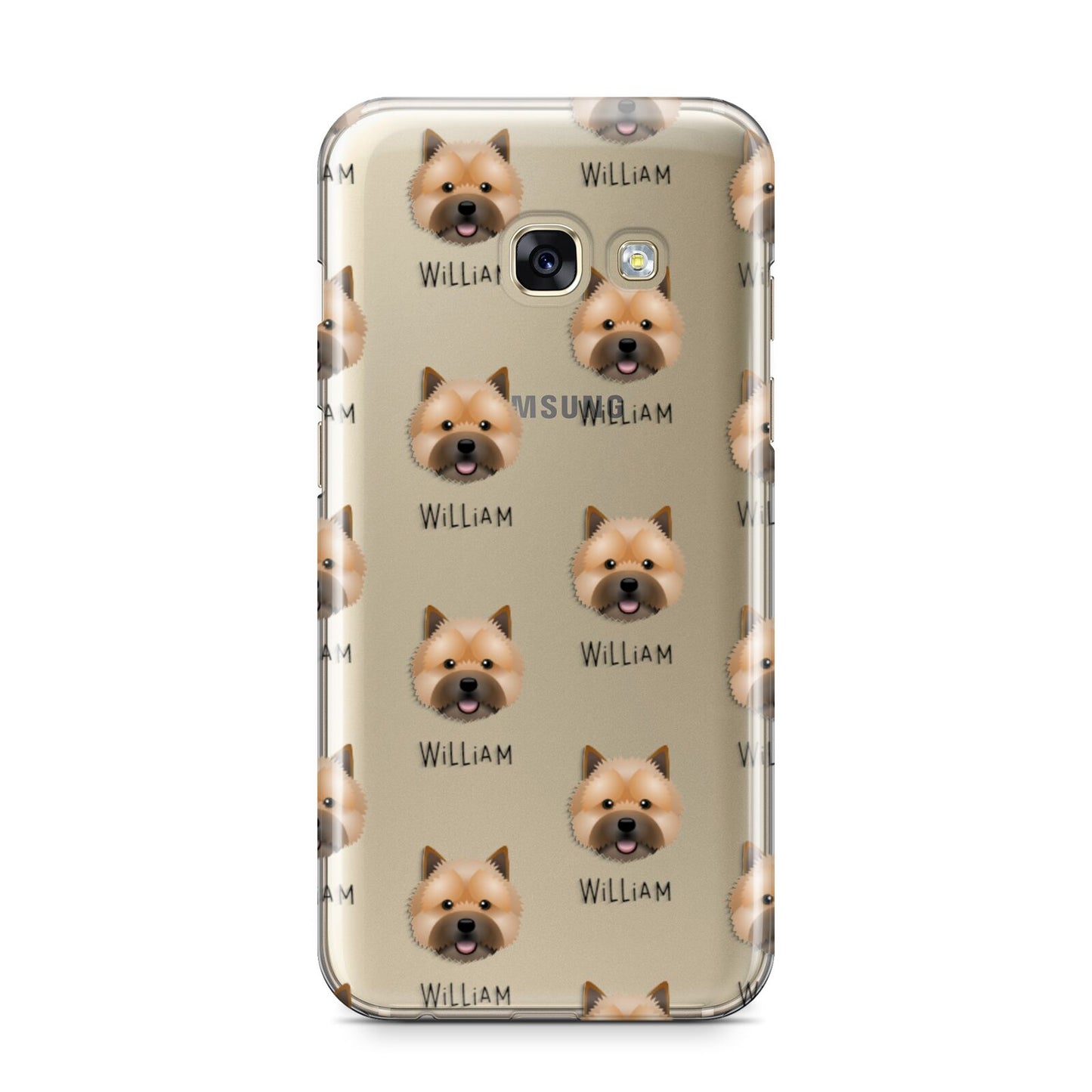 Norwich Terrier Icon with Name Samsung Galaxy A3 2017 Case on gold phone