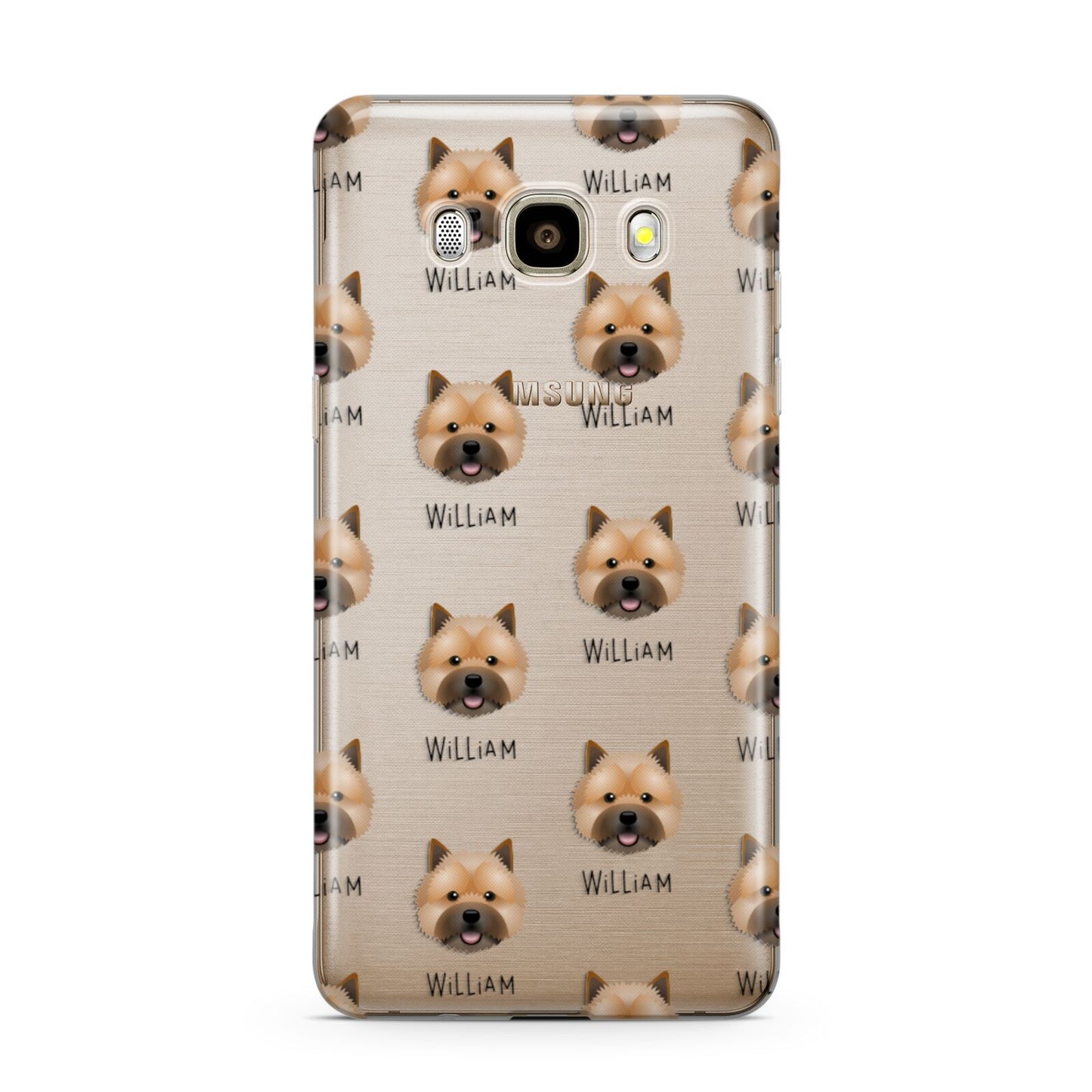 Norwich Terrier Icon with Name Samsung Galaxy J7 2016 Case on gold phone