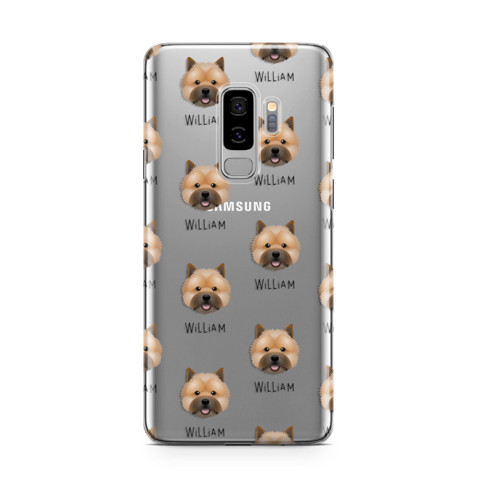 Norwich Terrier Icon with Name Samsung Galaxy S9 Plus Case on Silver phone