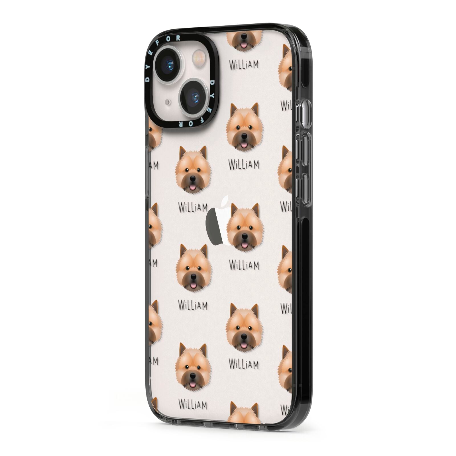Norwich Terrier Icon with Name iPhone 13 Black Impact Case Side Angle on Silver phone