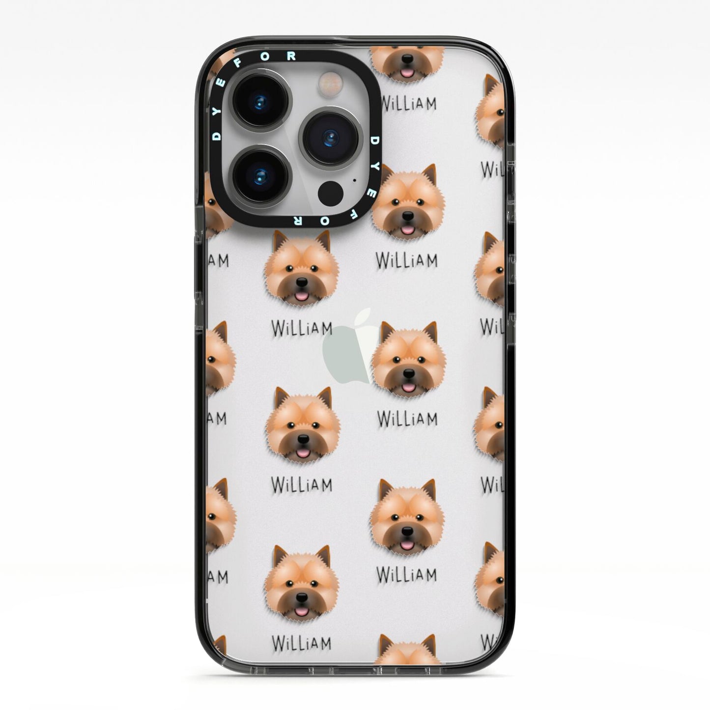 Norwich Terrier Icon with Name iPhone 13 Pro Black Impact Case on Silver phone