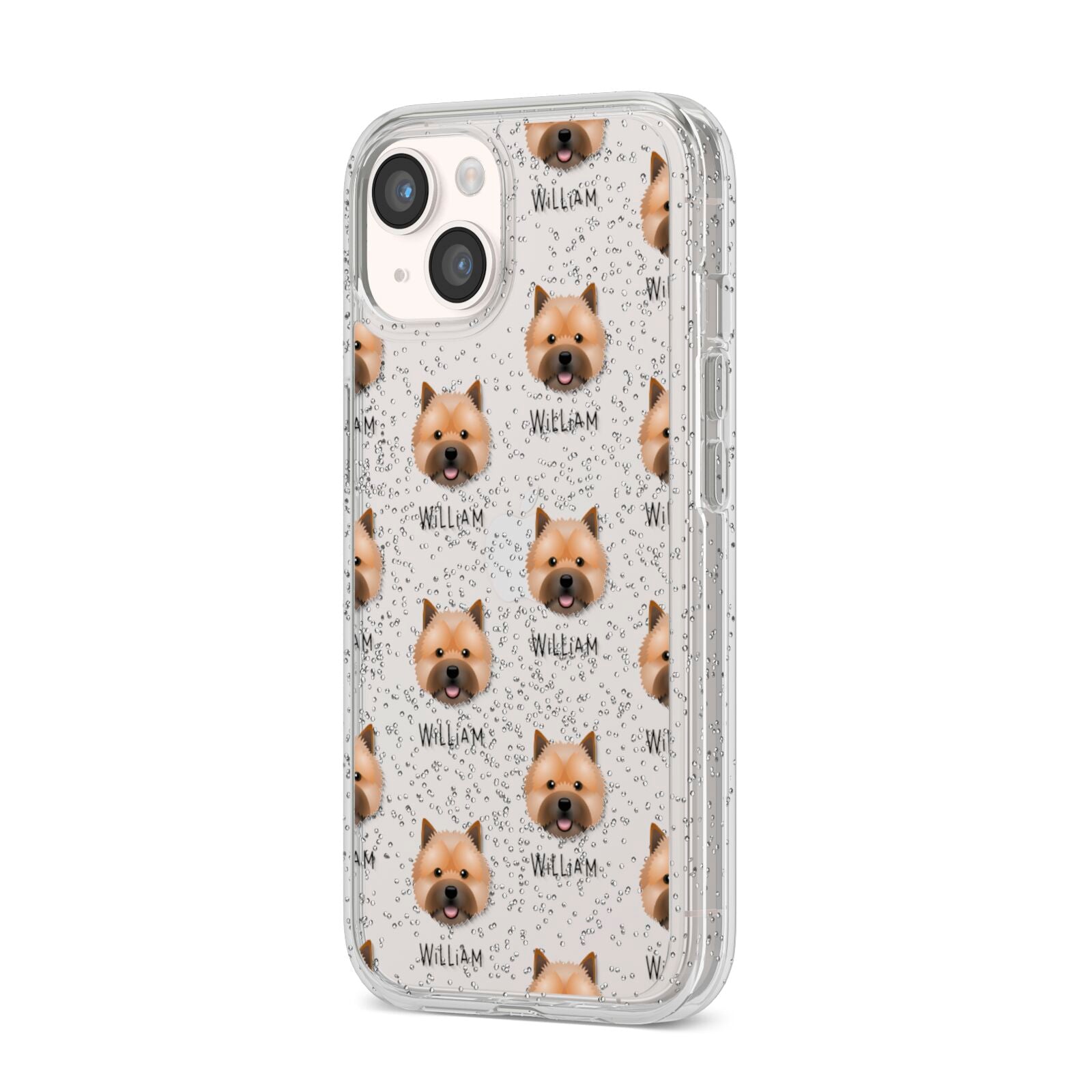 Norwich Terrier Icon with Name iPhone 14 Glitter Tough Case Starlight Angled Image