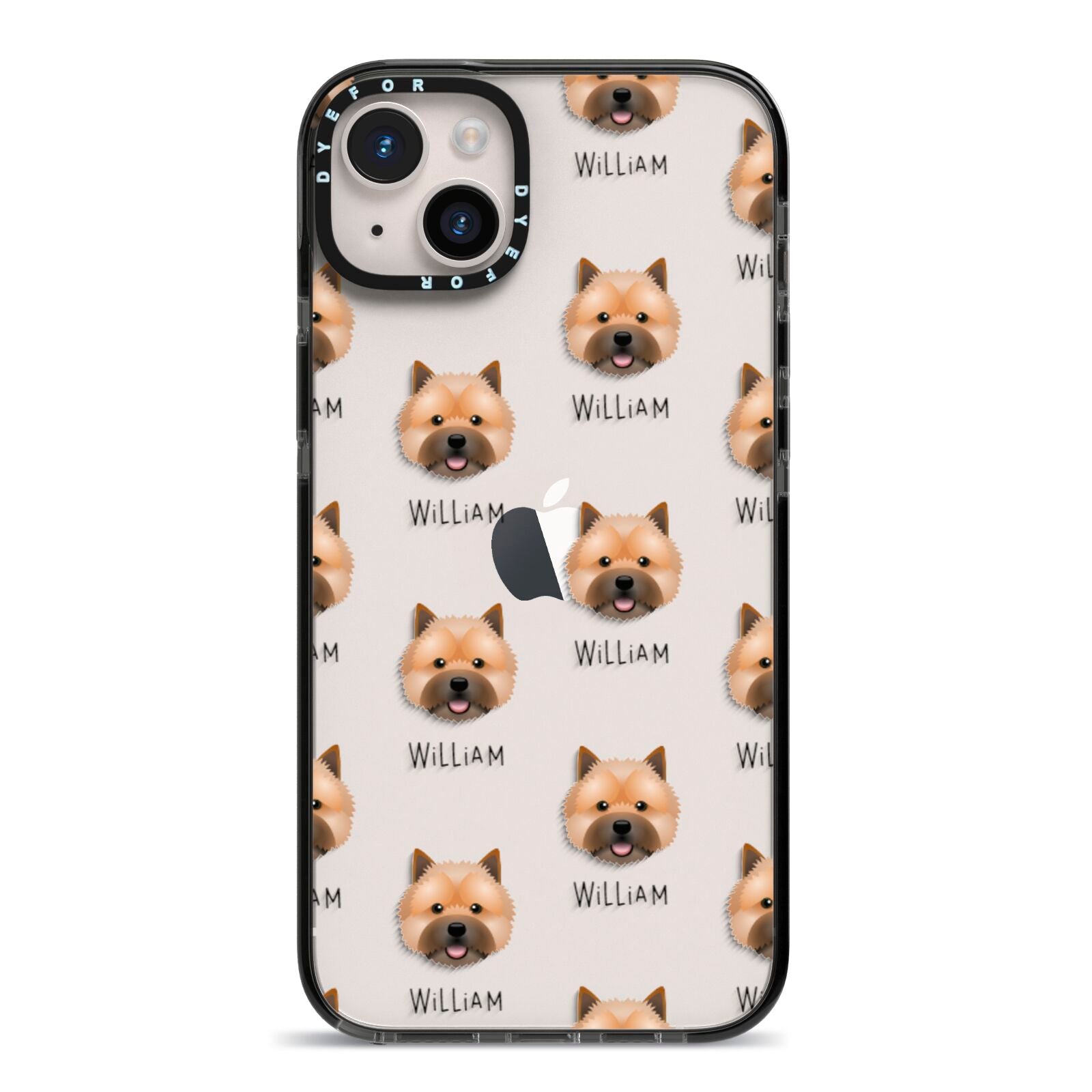 Norwich Terrier Icon with Name iPhone 14 Plus Black Impact Case on Silver phone