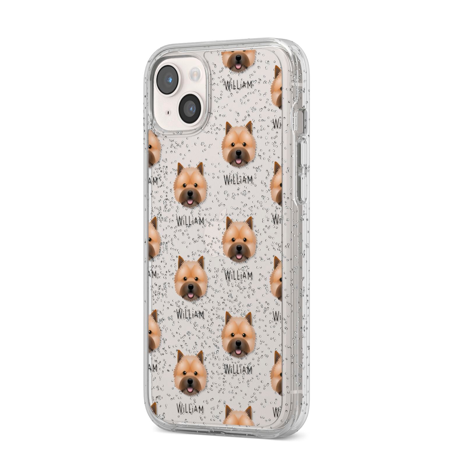 Norwich Terrier Icon with Name iPhone 14 Plus Glitter Tough Case Starlight Angled Image