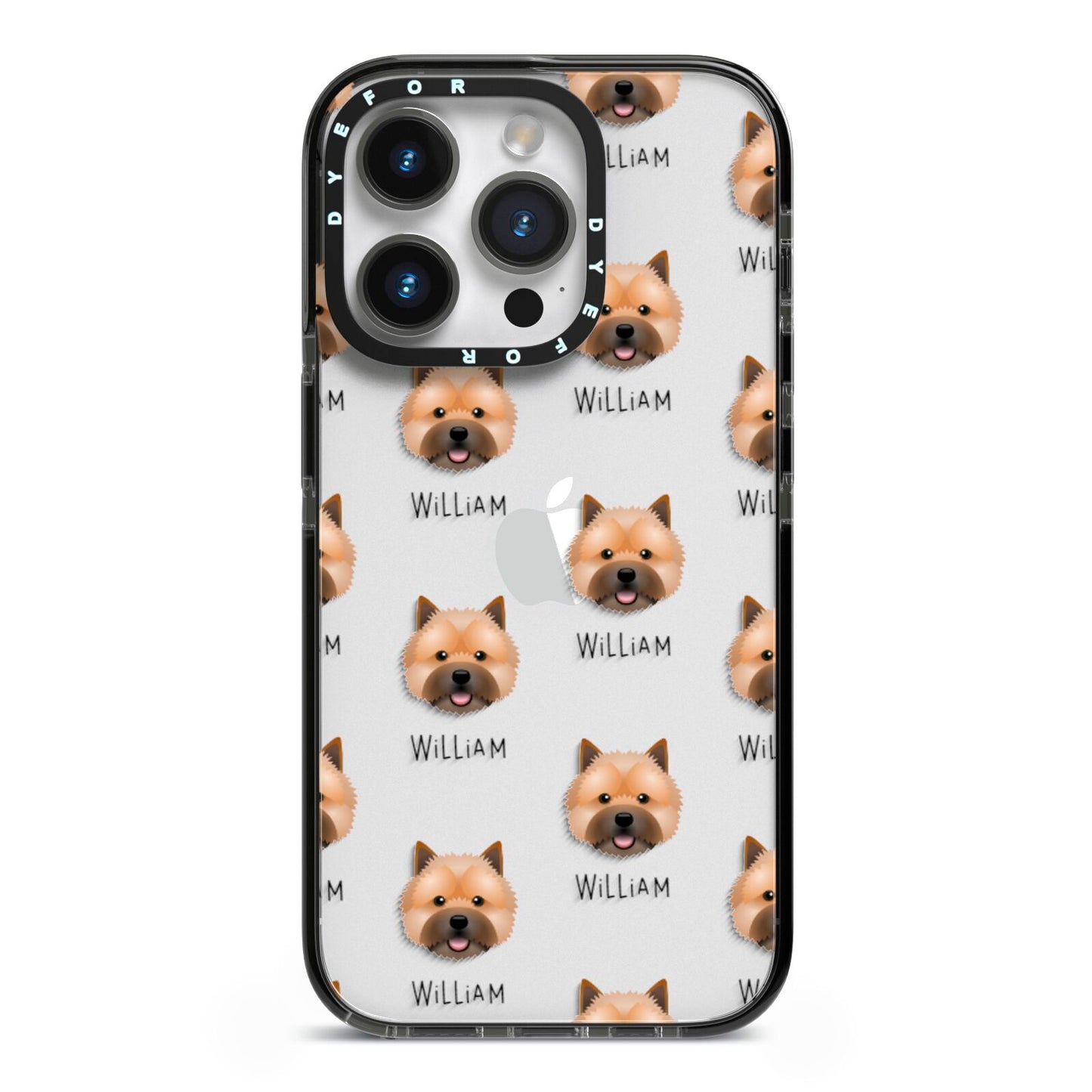 Norwich Terrier Icon with Name iPhone 14 Pro Black Impact Case on Silver phone